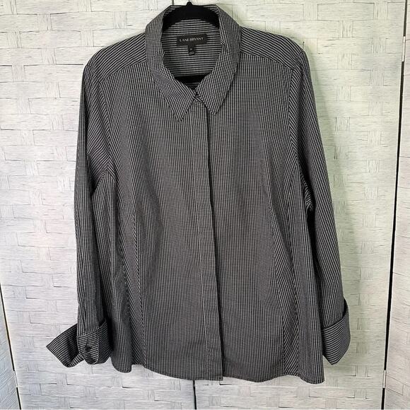 LANE BRYANT Black & white Button Down Blouse plaid business, casual, plus size - Picture 1 of 7